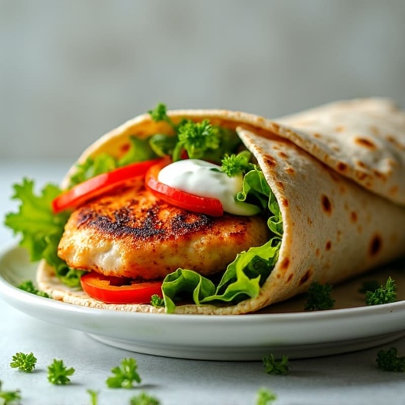Crispy Grilled Chicken Wrap with Fresh Herbs