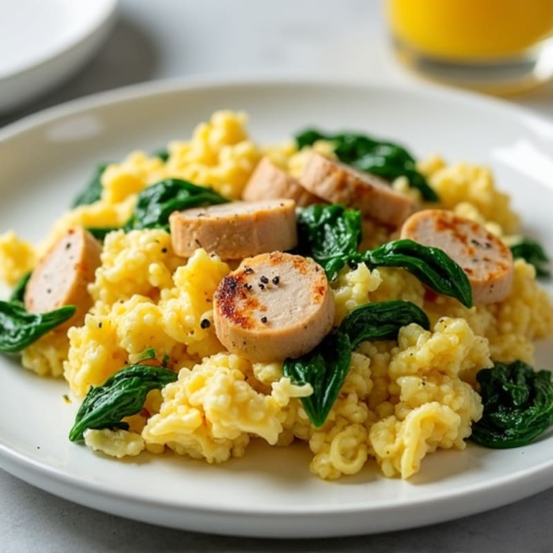 Egg White Scramble with Turkey Breast and Spinach