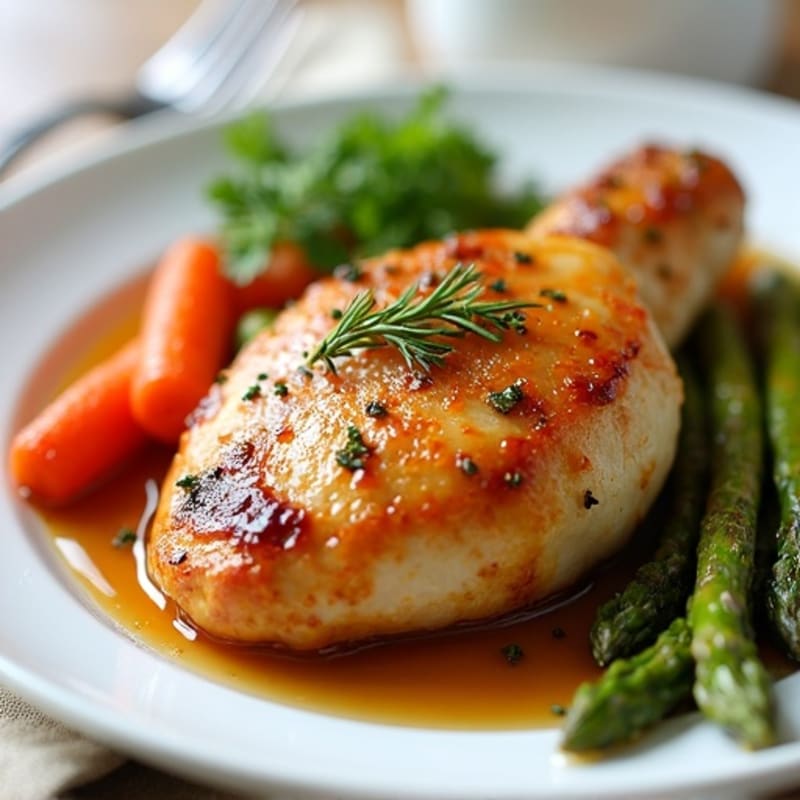 Maple-Glazed Chicken with Roasted Carrots and Asparagus