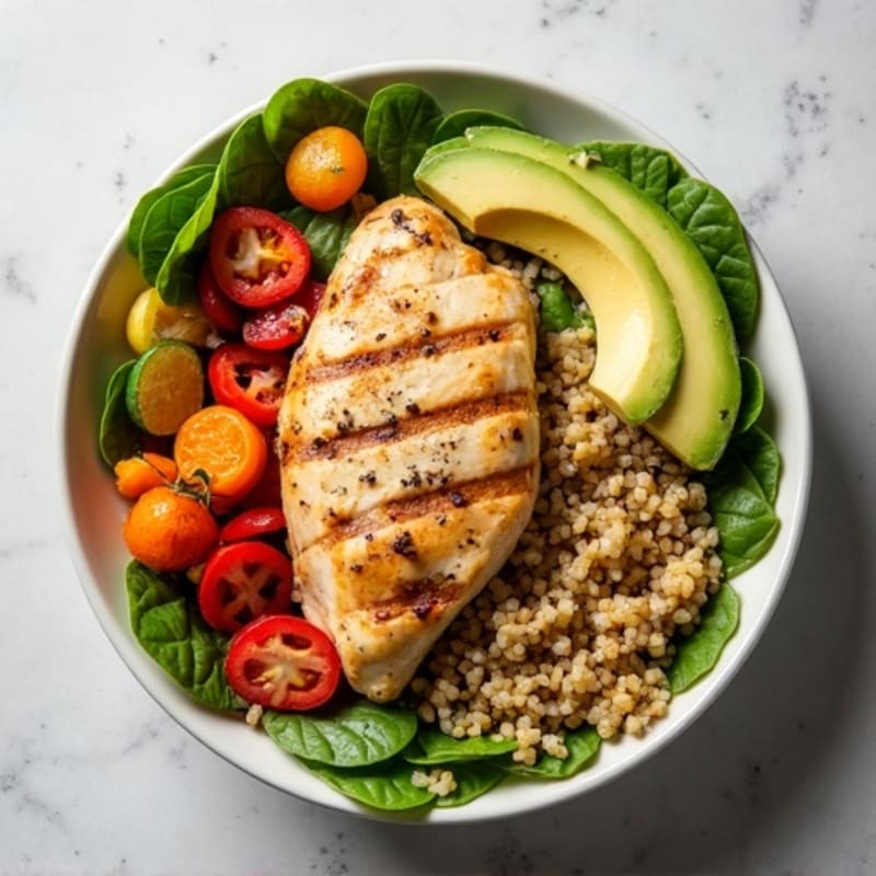 Grilled Chicken and Quinoa Bowl with Roasted Vegetables