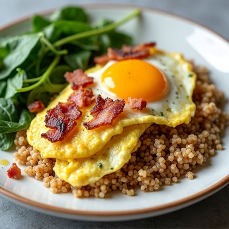 Egg White Scramble with Turkey Bacon, Spinach & Quinoa