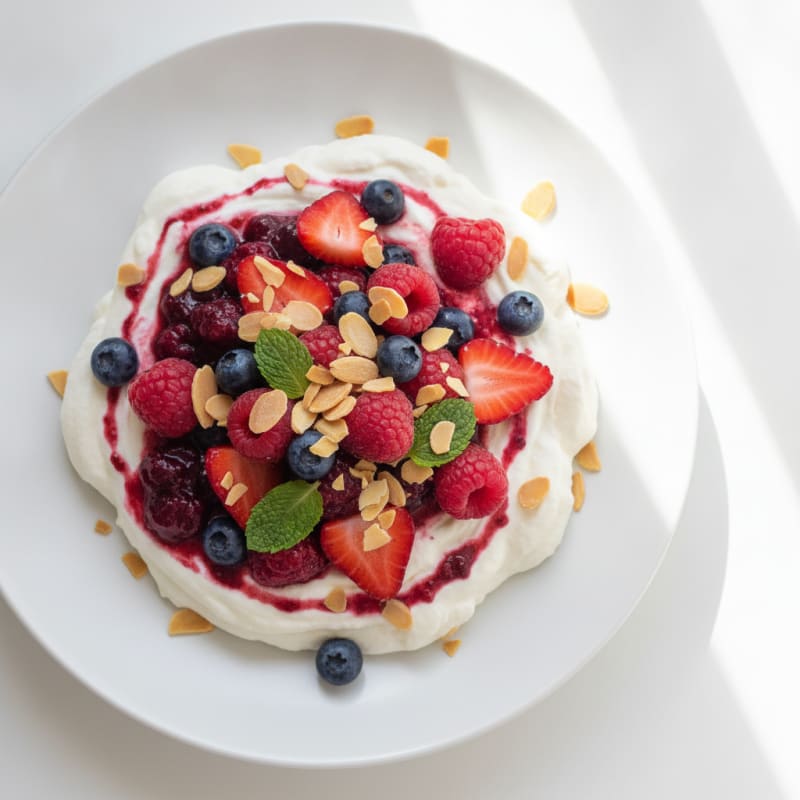 Greek Yogurt Protein Mousse with Mixed Berries