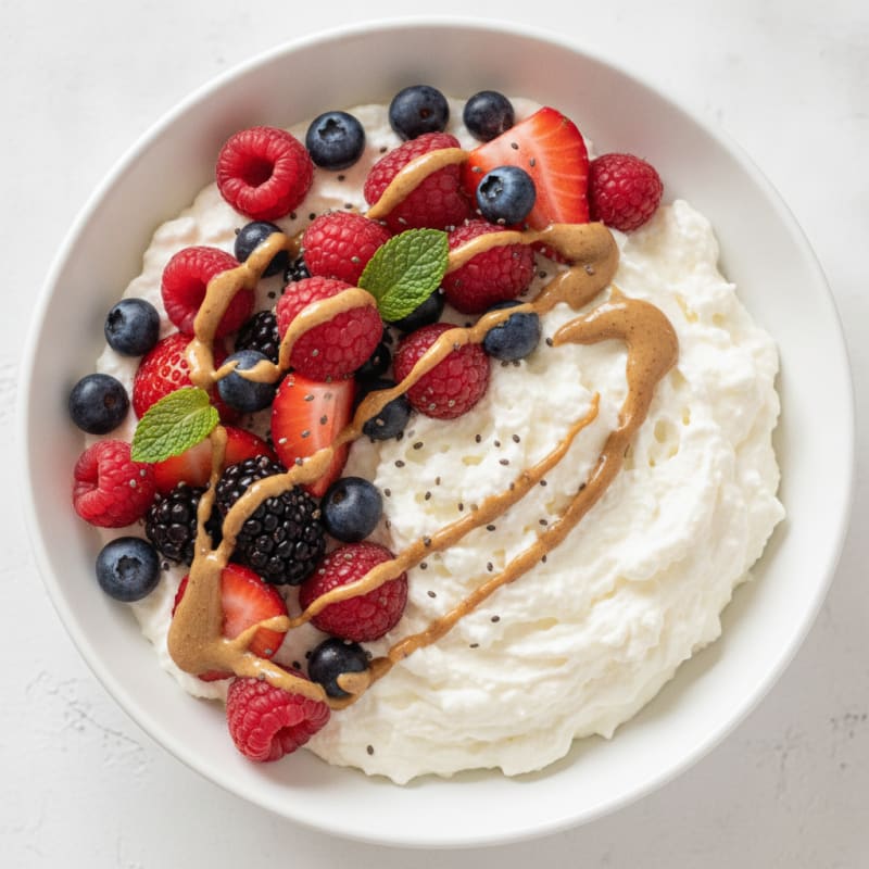 Silky Greek Yogurt Protein Mousse with Mixed Berries