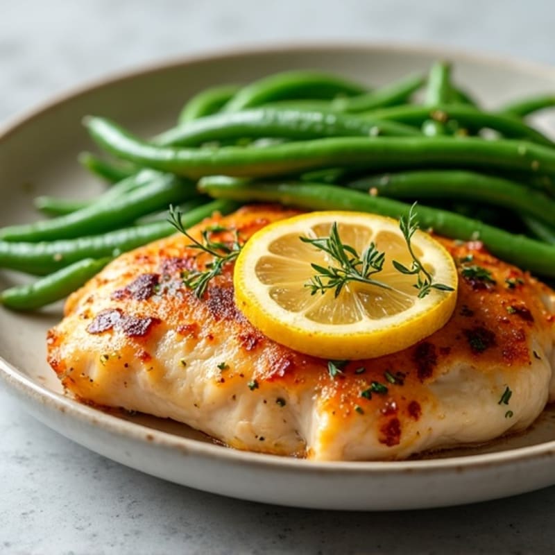 Lemon Herb Roasted Chicken with Crispy Green Beans