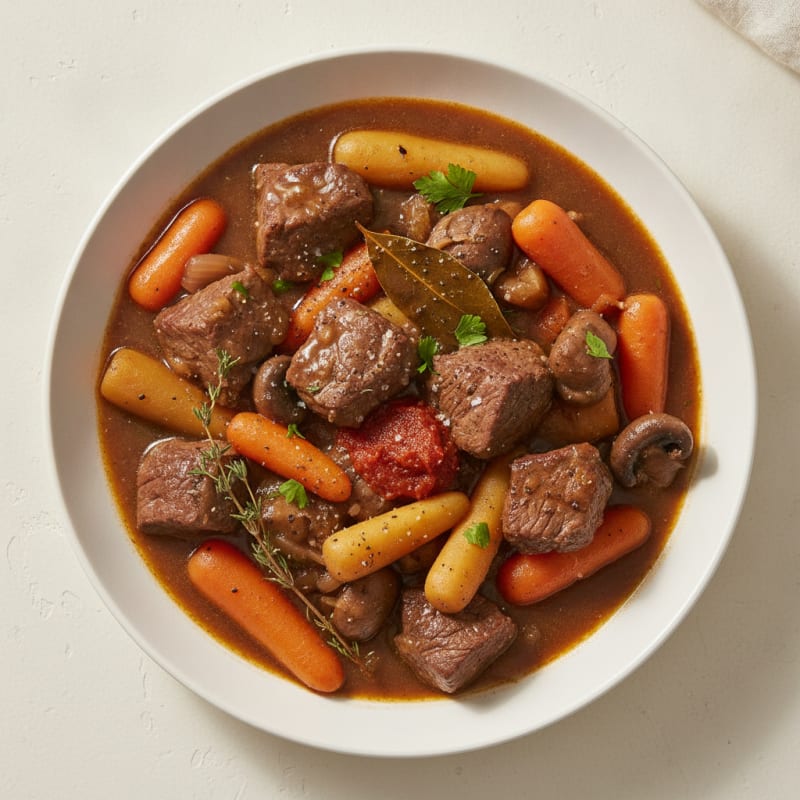 Beef Bourguignon with Root Vegetables
