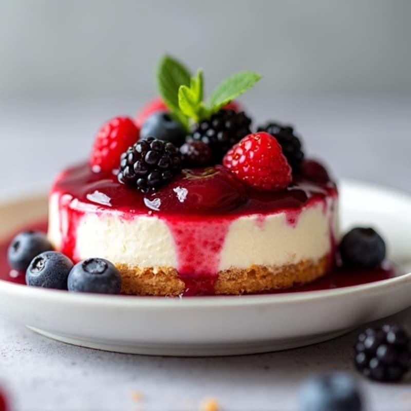 Greek Yogurt Protein Cheesecake with Berry Compote