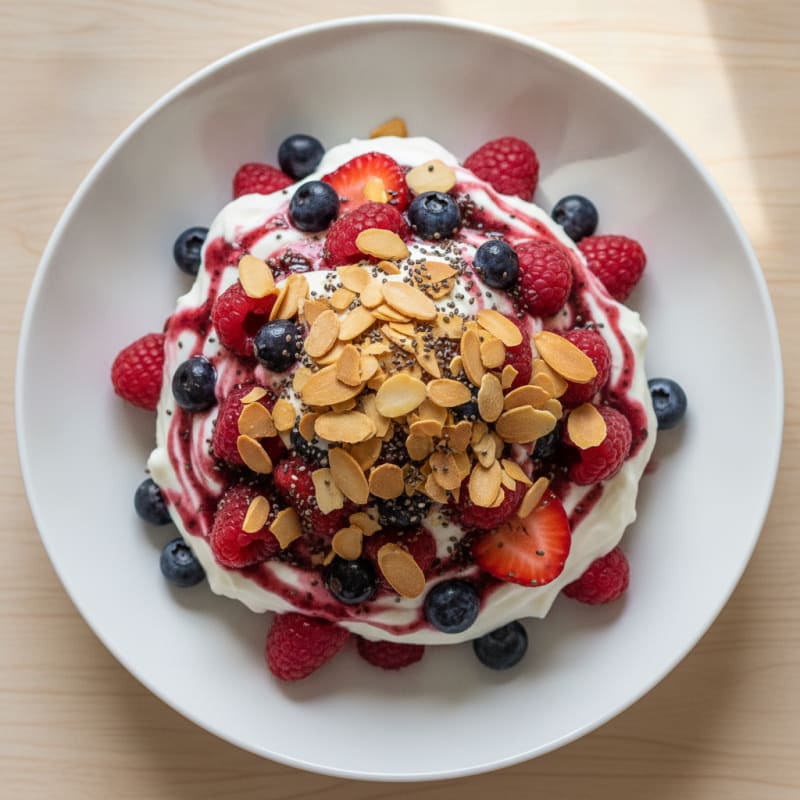 Greek Yogurt Protein Parfait with Mixed Berries