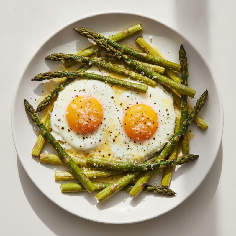 Baked Eggs with Roasted Asparagus
