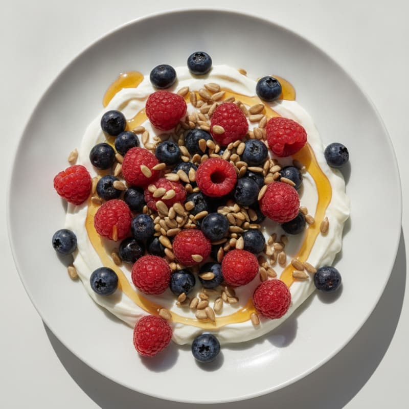 Silky Greek Yogurt with Fresh Berries and Sunflower Seeds