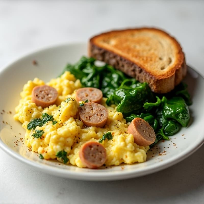 Egg White and Turkey Sausage Scramble with Spinach