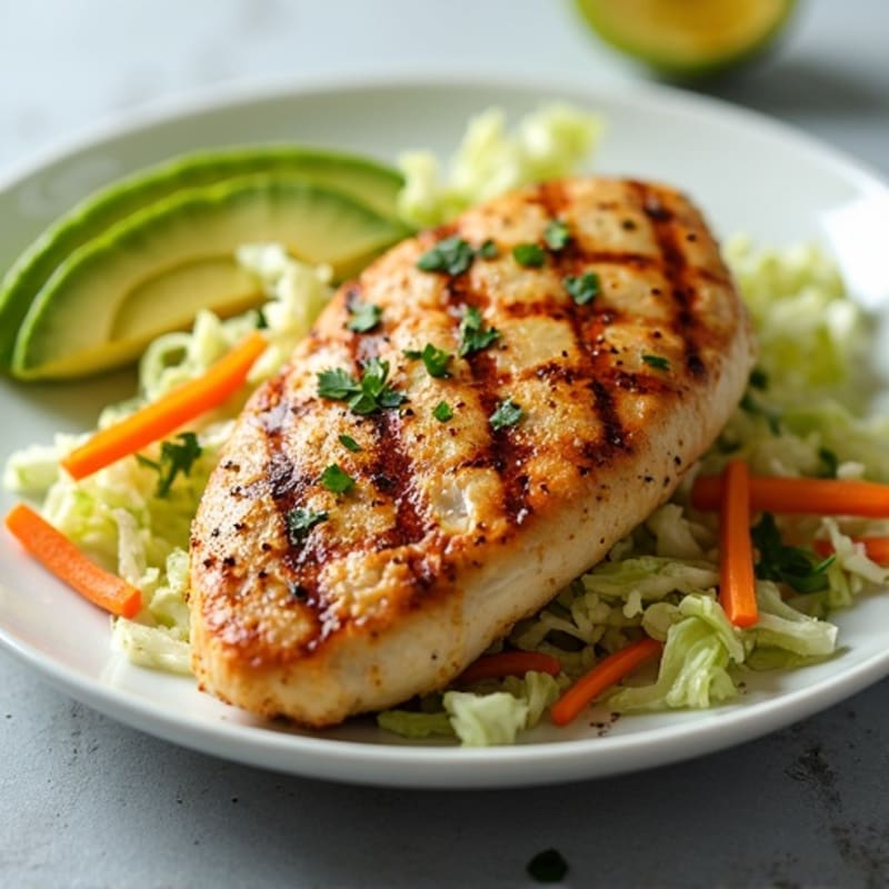 Grilled Chicken Breast with Crunchy Cabbage Slaw