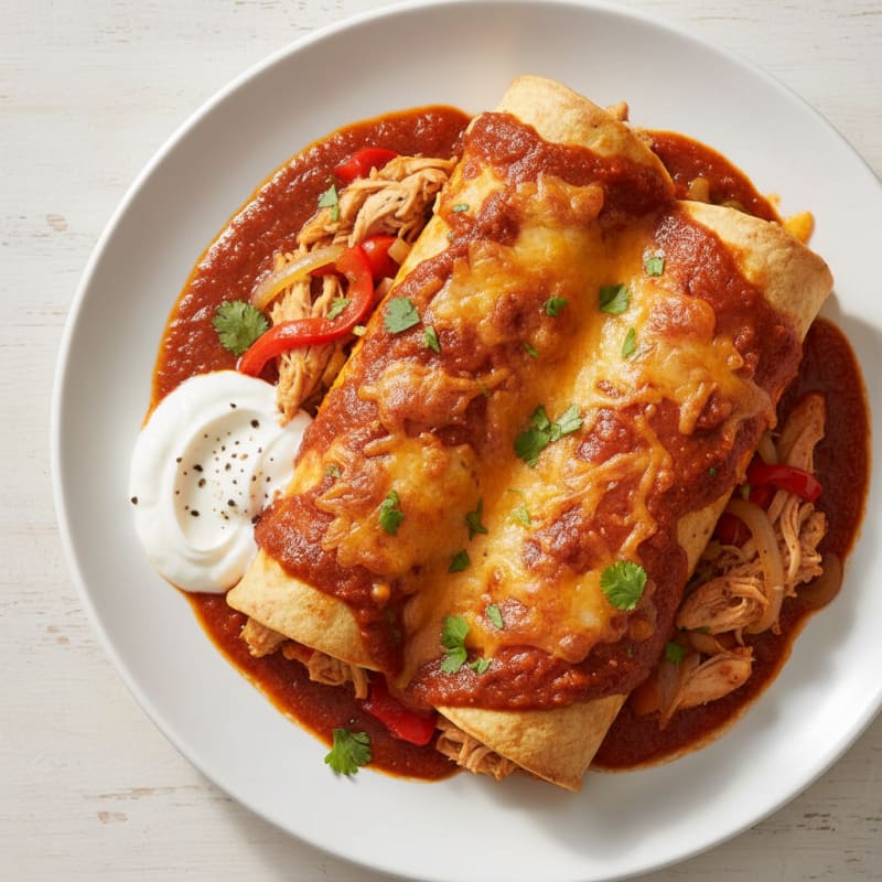Chicken Enchiladas with Red Chili Sauce