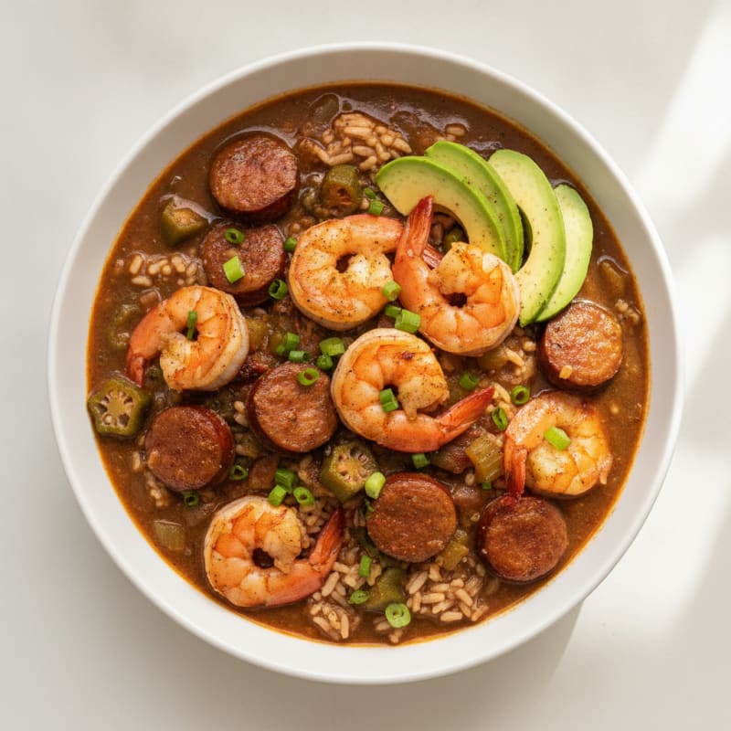 Spicy Creole Sausage and Shrimp Gumbo