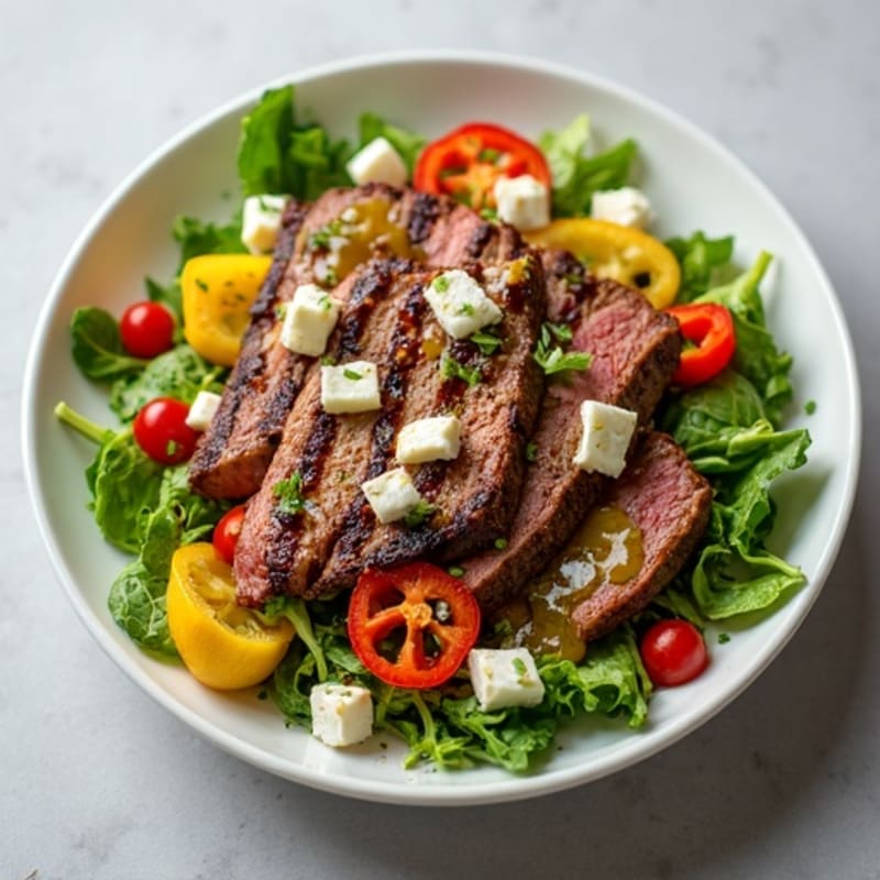 Grilled Steak Salad with Crunchy Vegetables and Lemon Vinaigrette