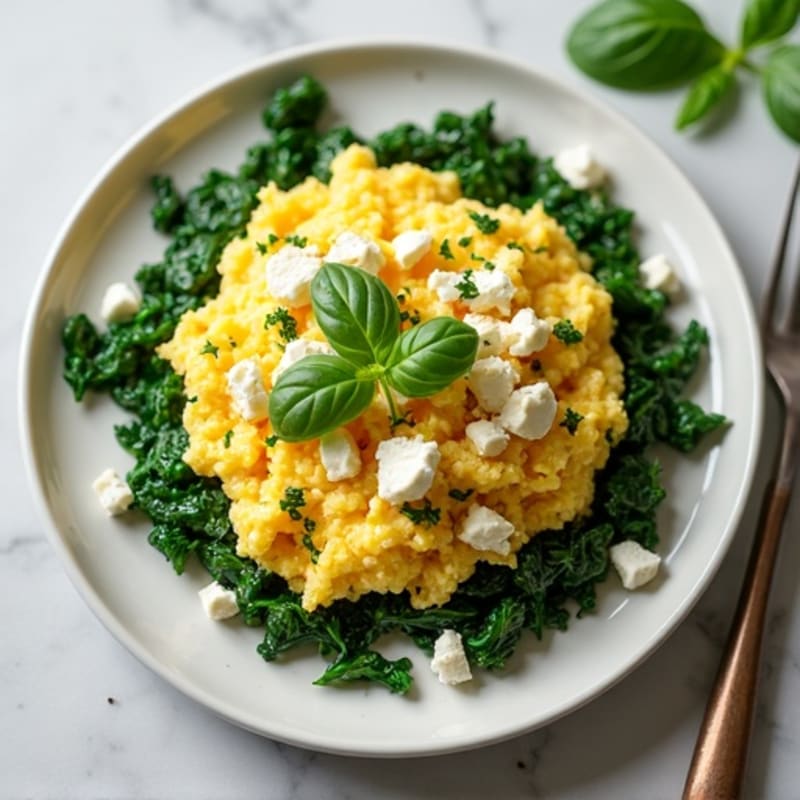 Fluffy Egg and Spinach Scramble with Fresh Herbs
