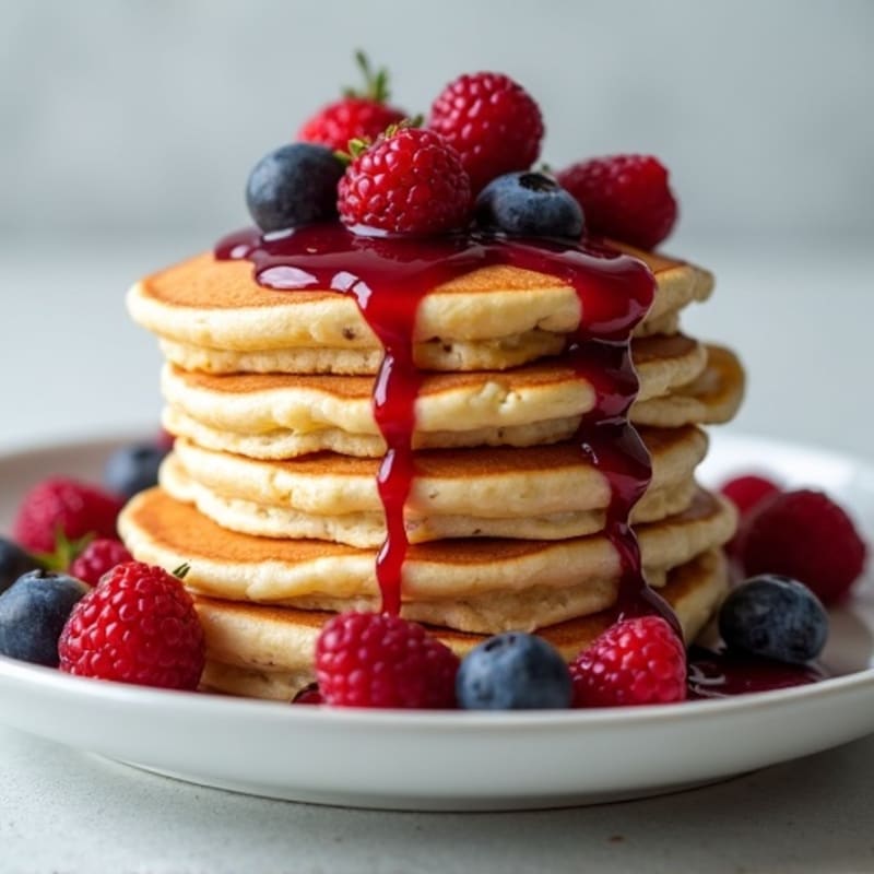 Fluffy Protein Pancakes with Berry Compote
