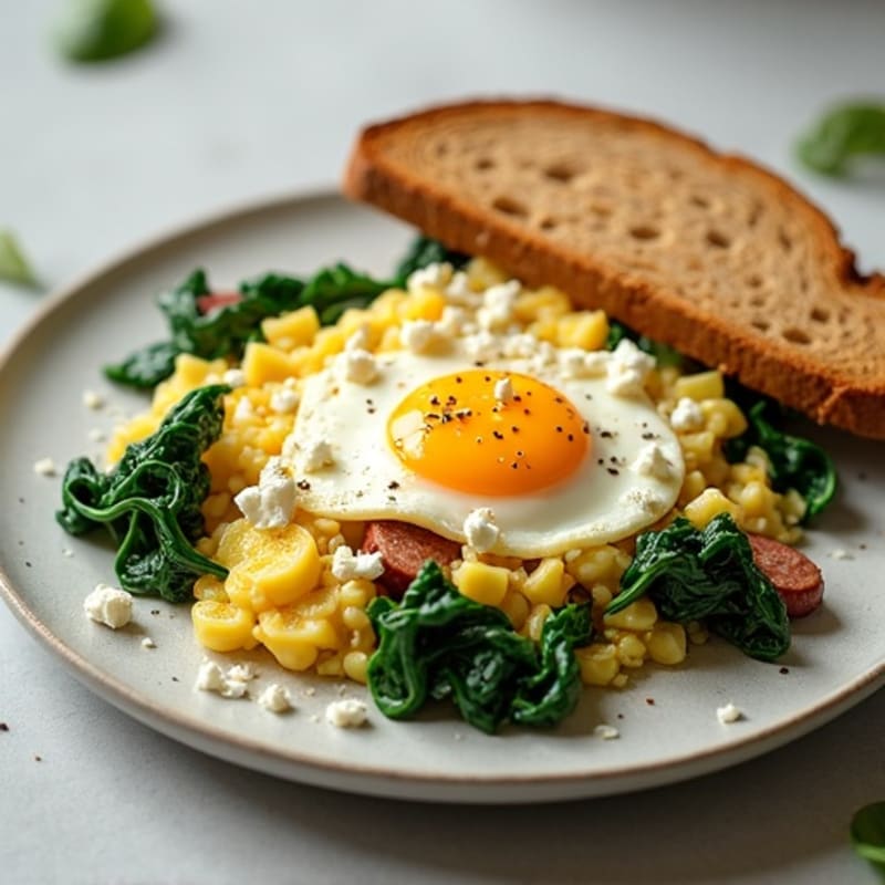 Egg White and Turkey Sausage Scramble with Spinach