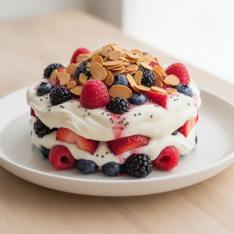 Greek Yogurt Protein Parfait with Mixed Berries