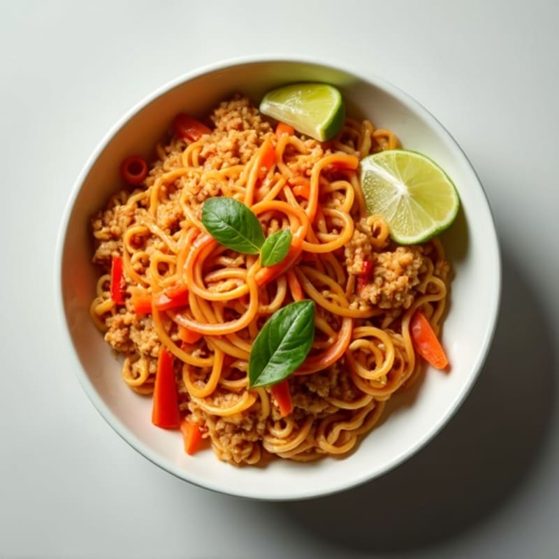 Creamy Spicy Peanut Lean Ground Chicken Noodles