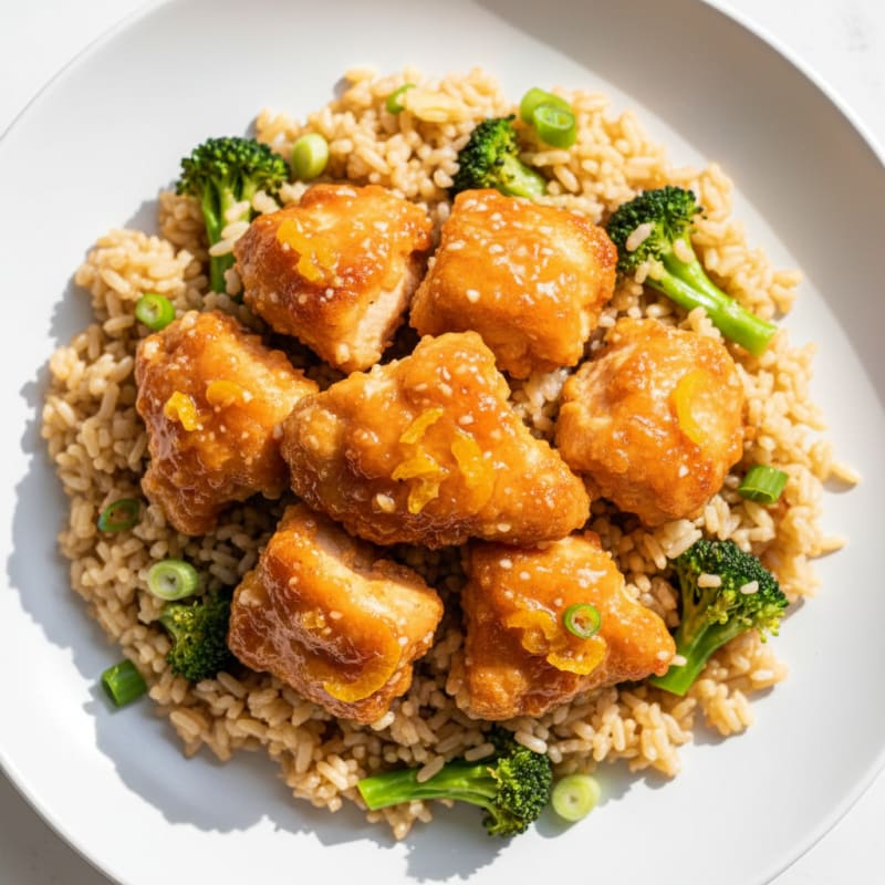 Crispy Orange Chicken with Zesty Fried Rice