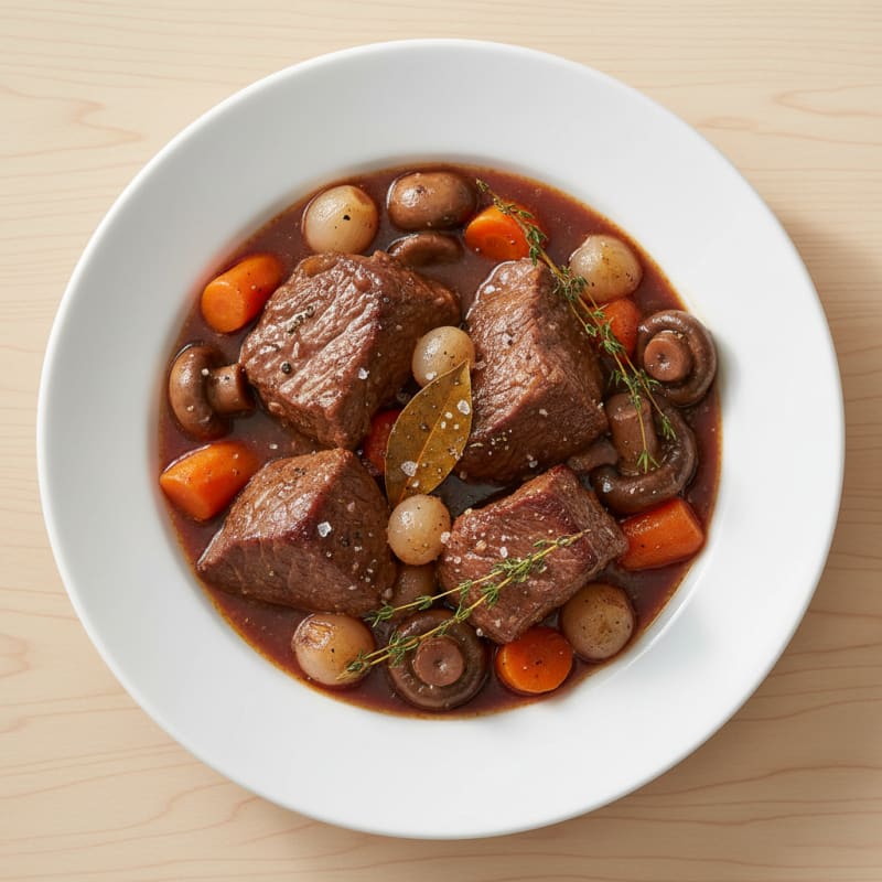 Classic Beef Bourguignon with Mushrooms