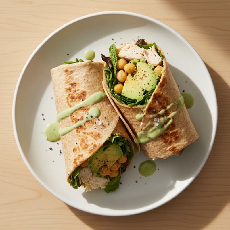 Creamy Minted Chickpea and Avocado Wraps