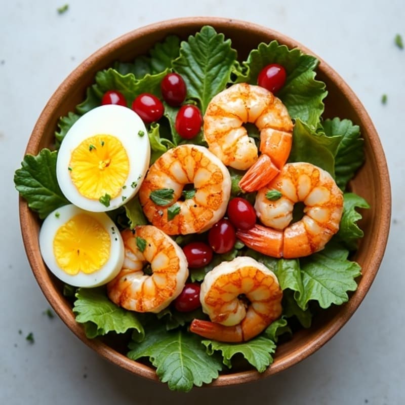 Grilled Shrimp Salad with Mixed Greens and Lemon Vinaigrette