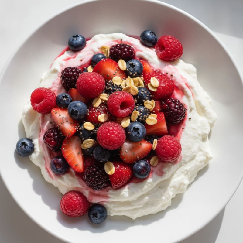 Greek Yogurt Protein Mousse with Mixed Berries