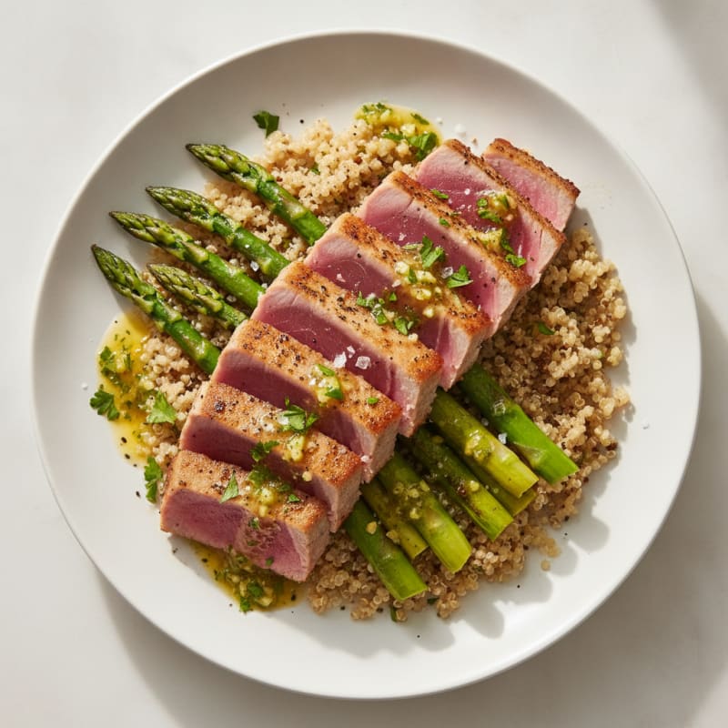Seared Tuna with Lemon-Herb Sauce