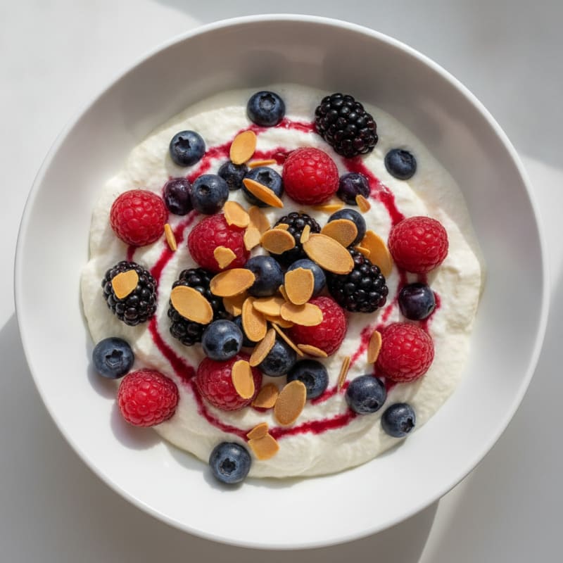 Greek Yogurt Protein Mousse with Mixed Berries