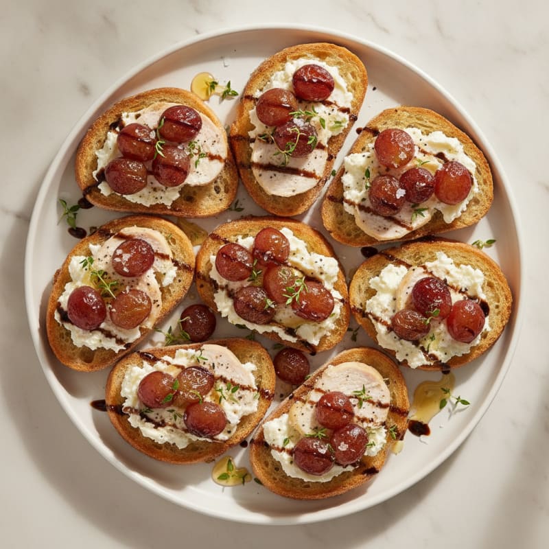 Roasted Grape and Goat Cheese Crostini