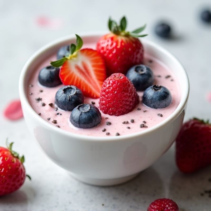 Greek Yogurt Protein Pudding with Mixed Berries