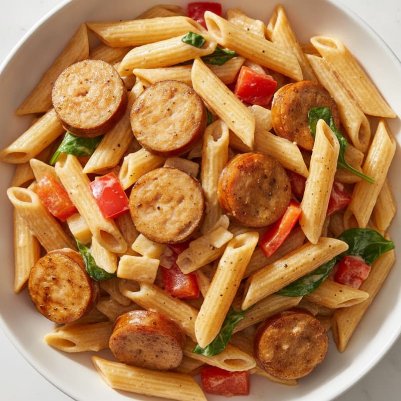 Cajun Sausage Alfredo with Penne