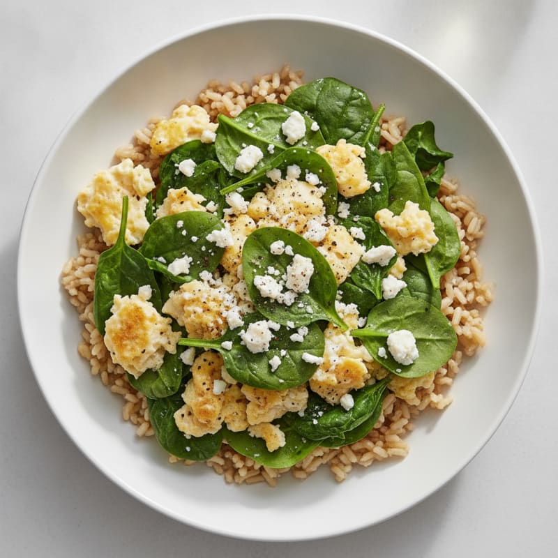 Egg White and Spinach Rice Bowl