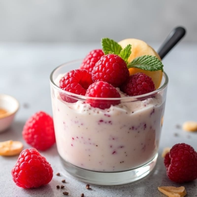 Creamy Vanilla Raspberry Protein Pudding