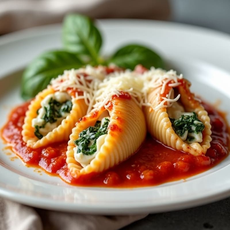 Baked Creamy Spinach Ricotta Stuffed Shells