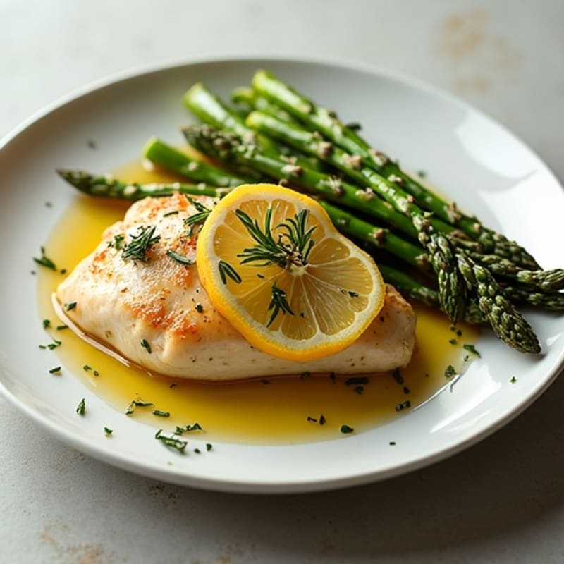 Lemon-Herb Roasted Chicken with Crispy Roasted Asparagus