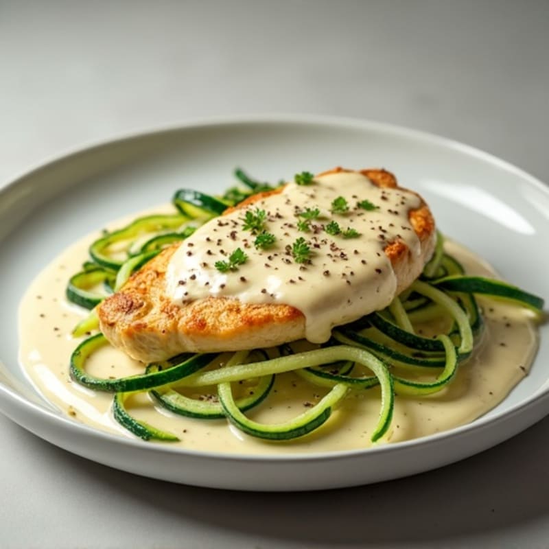 Creamy Truffle Chicken with Sautéed Zucchini Noodles