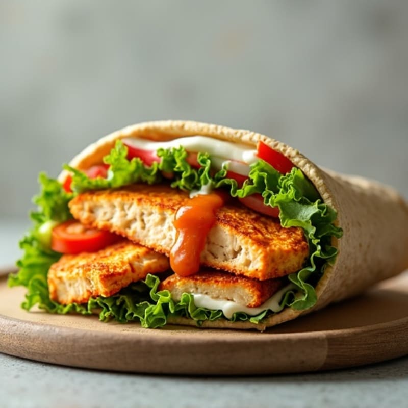 Healthy Buffalo Chicken Wrap with Fresh Vegetables