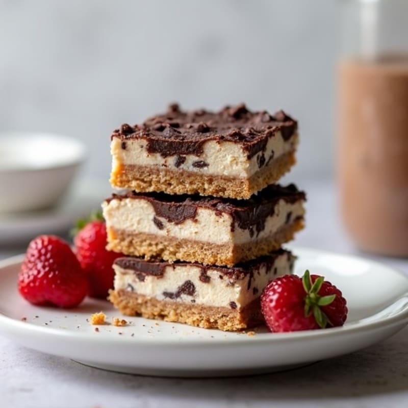 Protein-Rich Dark Chocolate Greek Yogurt Cheesecake Bars
