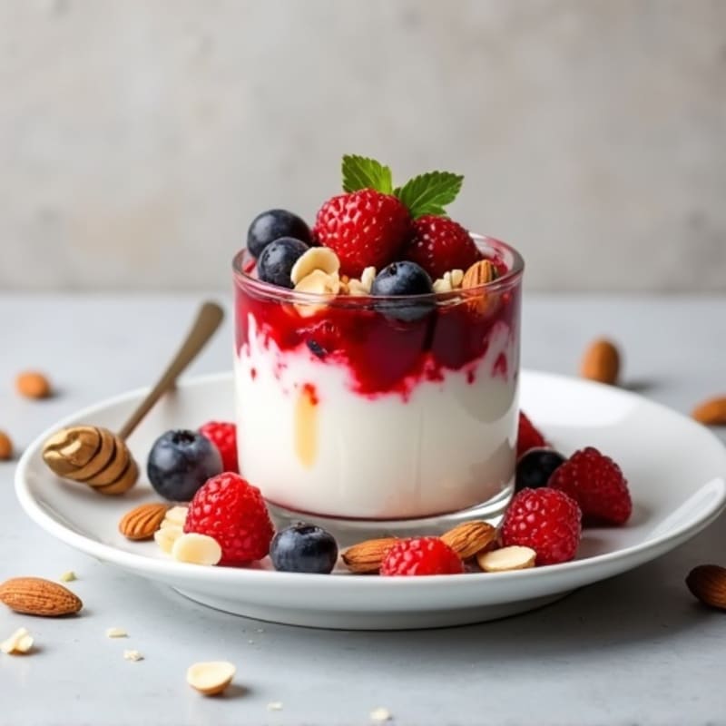 Greek Yogurt Protein Parfait with Mixed Berries and Almonds