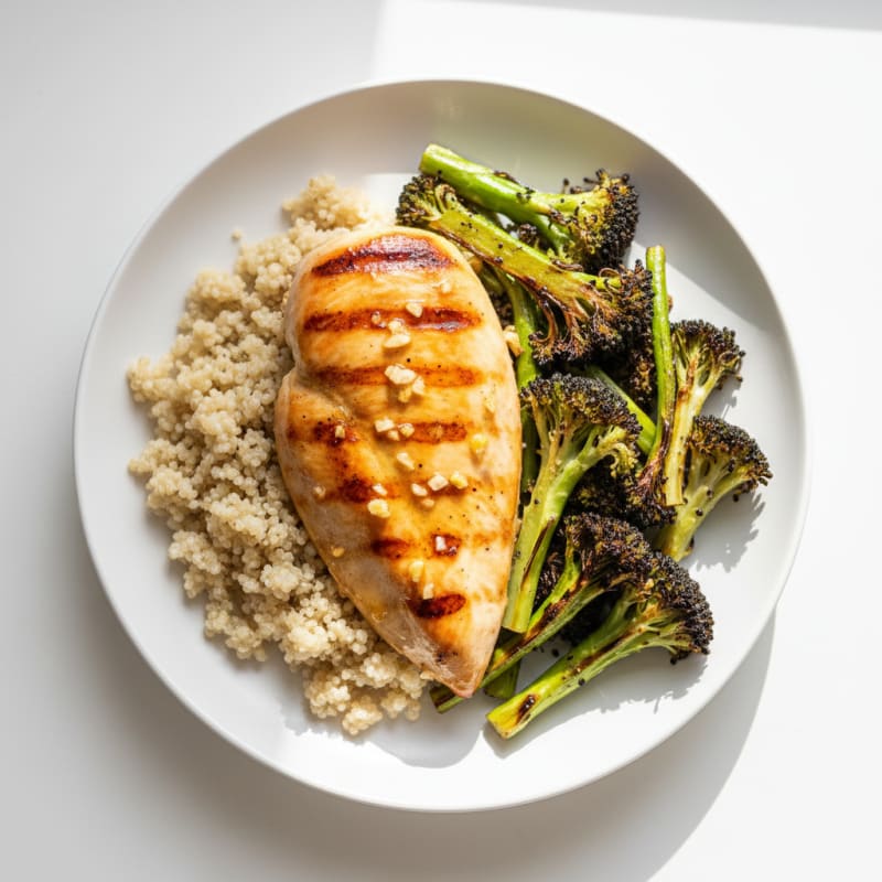 Grilled Lemon Garlic Chicken with Quinoa and Roasted Broccoli