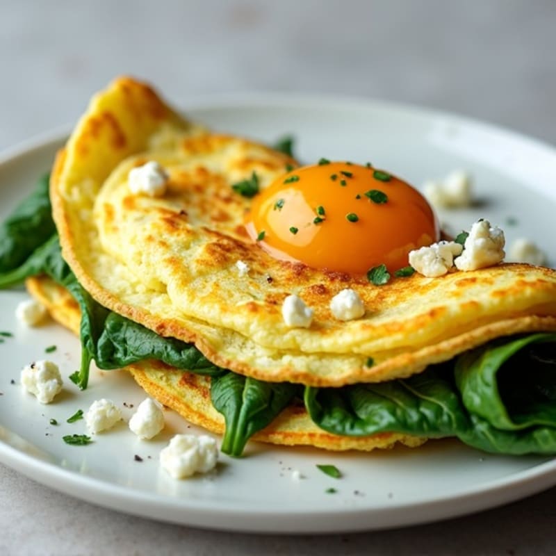 Fluffy Egg White Omelette with Spinach and Feta