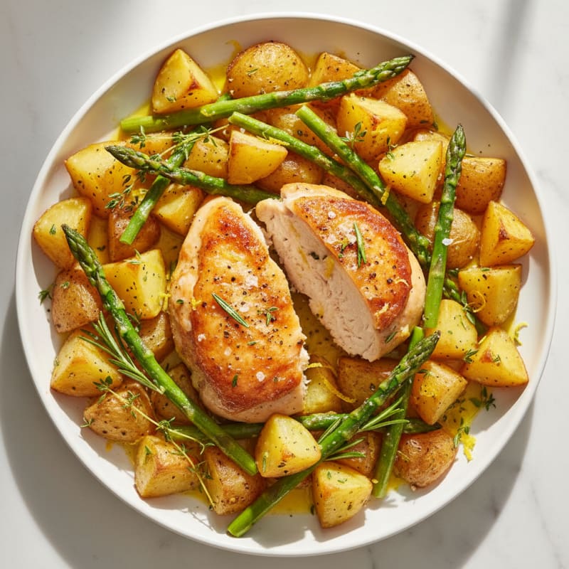 Zesty Lemon-Herb Roasted Chicken with Crispy Potatoes