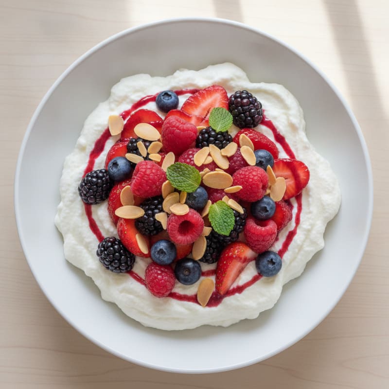 Greek Yogurt Protein Mousse with Mixed Berries