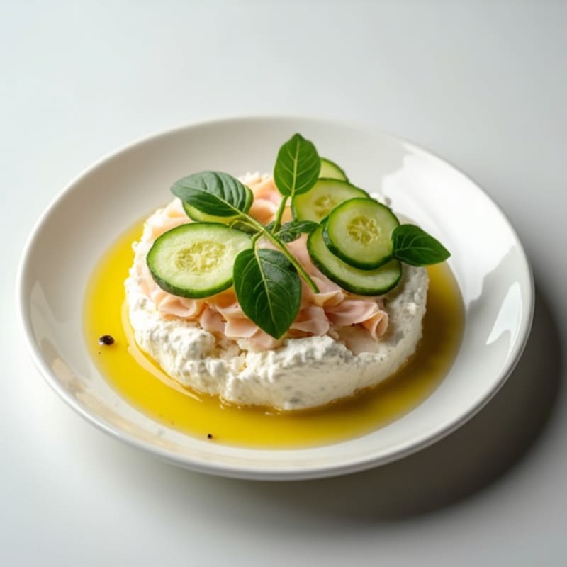 Cottage Cheese with Sliced Turkey and Cucumber