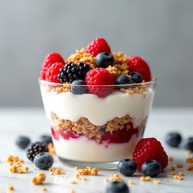 Creamy Greek Yogurt Parfait with Mixed Berries and Almond Butter