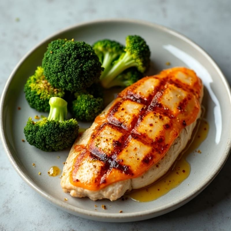 Seared Chicken Breast with Roasted Sweet Potato and Spicy Broccoli