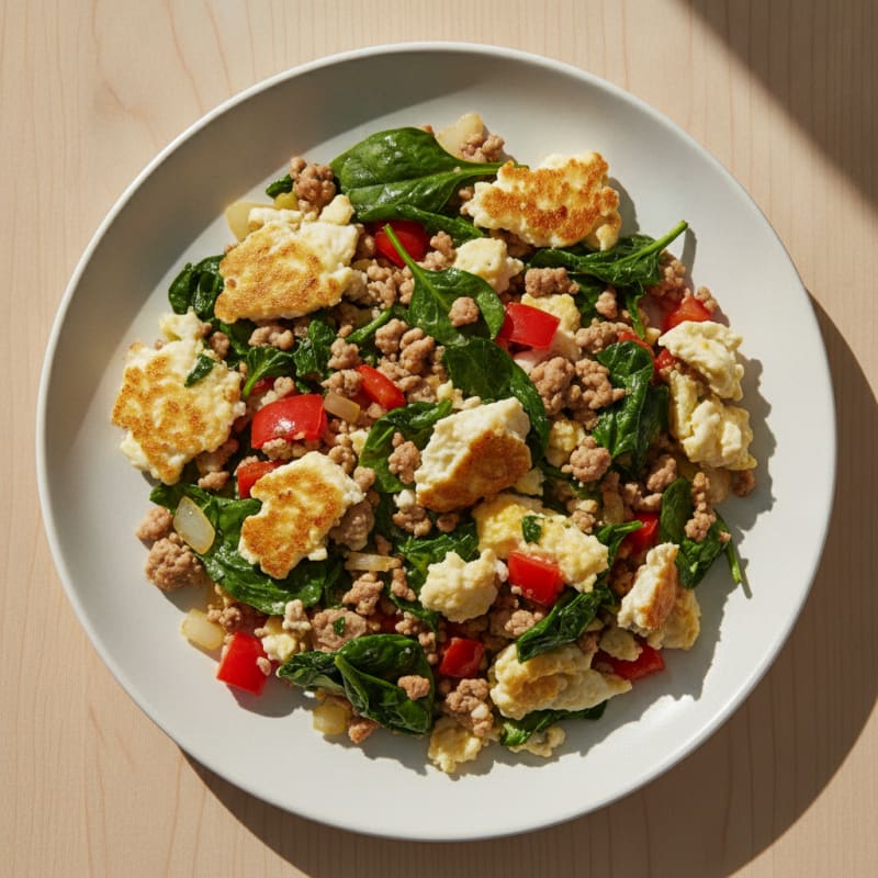 Egg White and Spinach Scramble with Lean Turkey