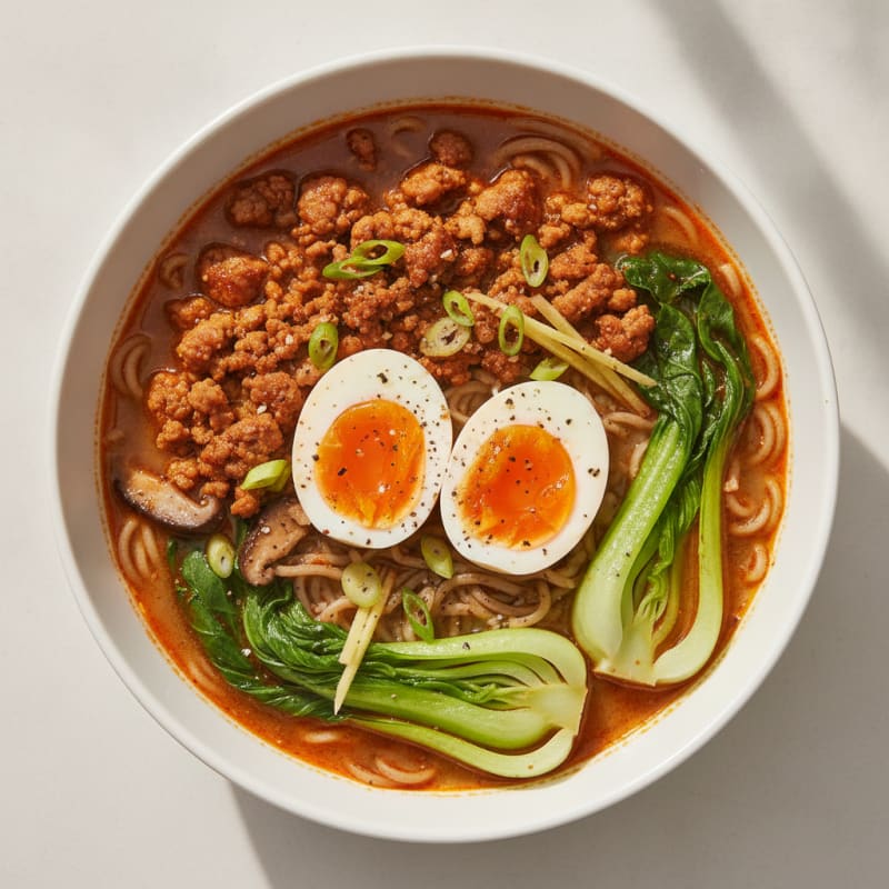 Sriracha Pork Ramen with Jammy Eggs